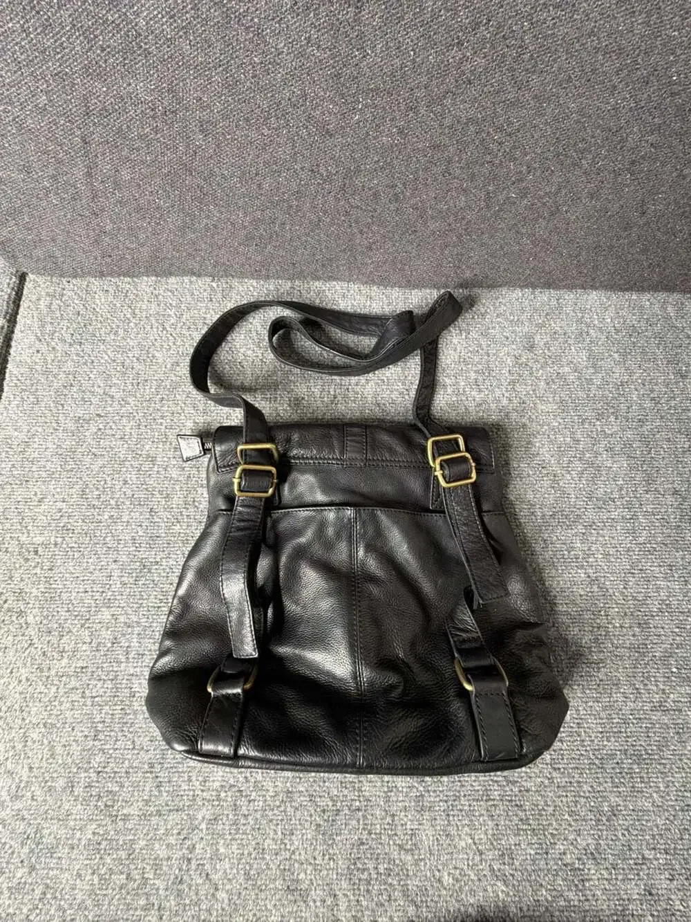 FatFace Black Leather Multifunctional Pia Backpack Handbag